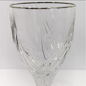 Lenox Debut Crystal Wine Glass Clear‎ Platinum Rim 7 3/8" Made In Germany